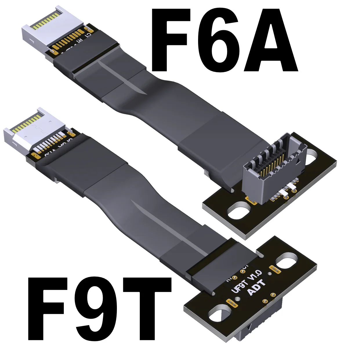 ADT USB 3.2 Gen2 Internal Type-E Male To 20Pin Type-E Female Mainboard Front Rear Case Socket Extender Flat Cable 10G Screw Hole