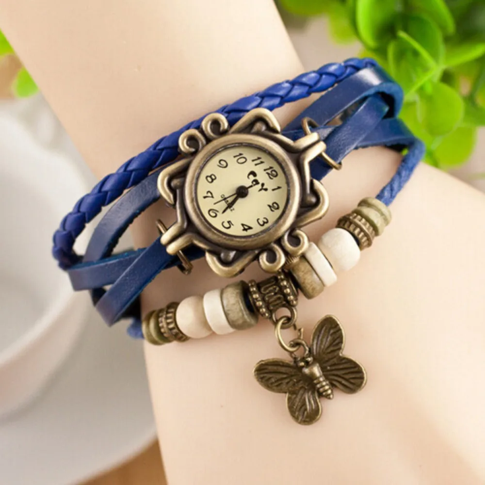 New Women's Watch Retro Leather Bracelet Tree Leaf Decoration Wrist Watch Ladies Quartz Watch Relogio Feminino