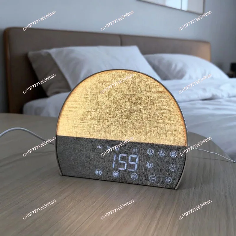 

2025 Новый тканевый будильник с подсветкой для пробуждения — прикроватный светильник для помощи во сне с Bluetooth-динамиком, часами, радио, обратным отсчетом