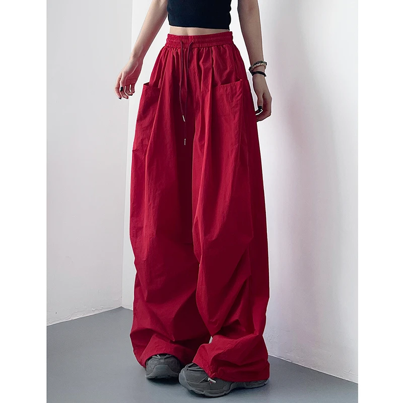 Стиль бойфренда, Новое поступление 2025, летние женские брюки полной длины, повседневные свободные быстросохнущие широкие брюки с тонкой эластичной резинкой на талии T183
