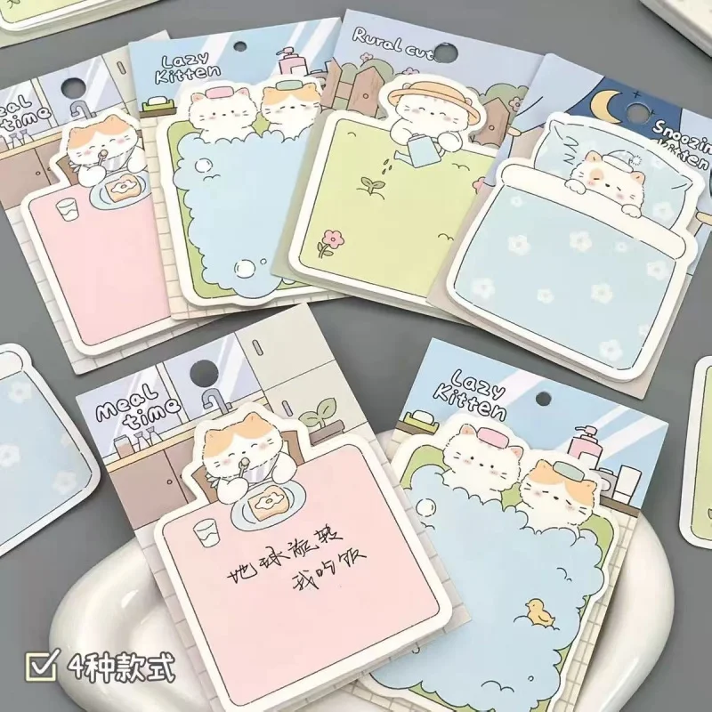 Kawai Office School Supplies Cloud Diary Cute Cat Illustration Material Shape Multifunctional Sticky Notes Message Memo lovely