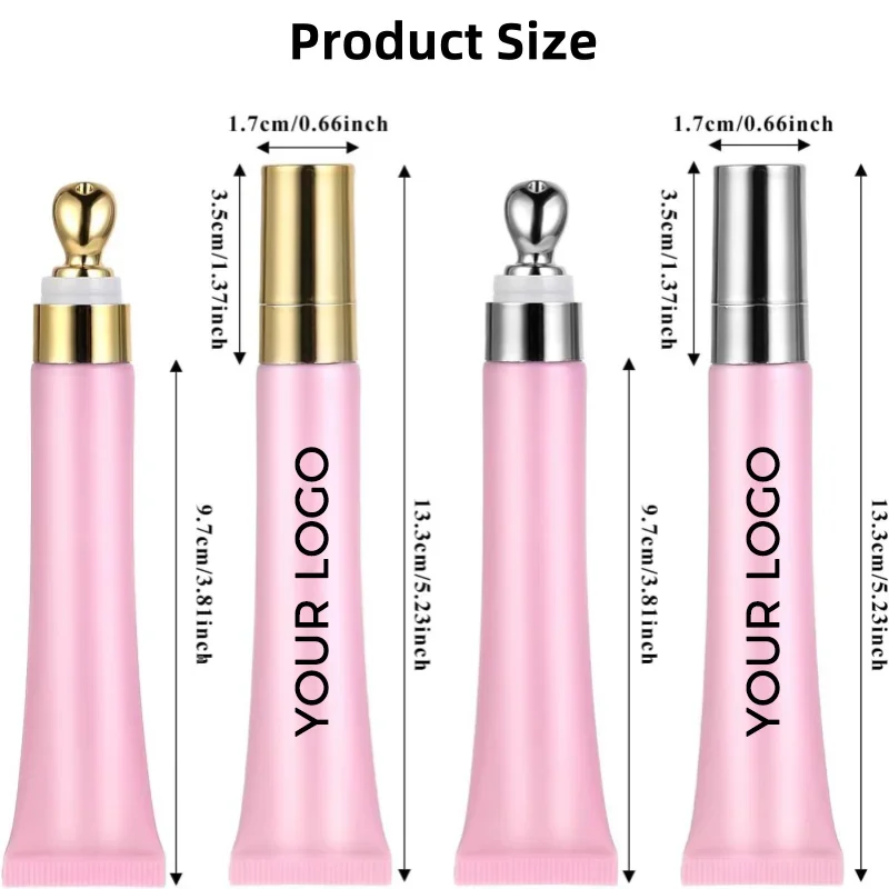 50 Stück 20 ml【Logo-Anpassung】Zinklegierung Golden Silvery Massage Pink Purple Frosted Tube Cold Lip Glaze Lip Oil Augencreme