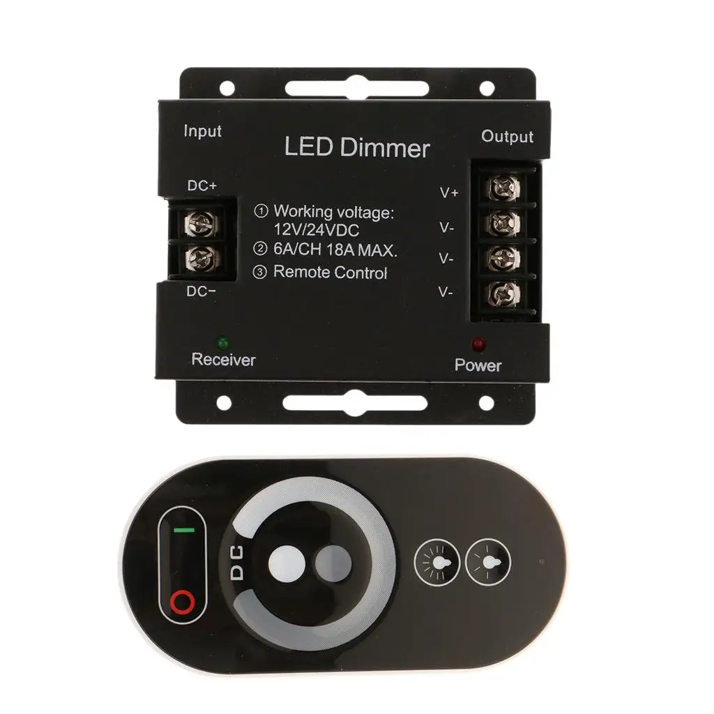 DC12V-24V Беспроводная одноцветная светодиодная лента с диммером радиочастотного пульта дистанционного управления