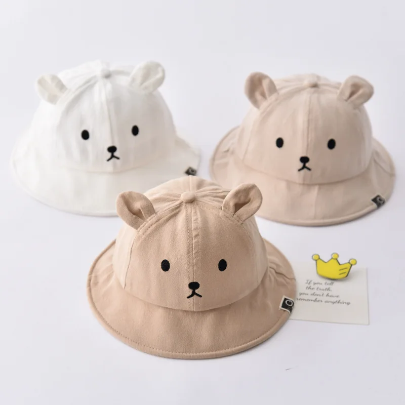 Newborn Baby Hat Infant Muslin Bucket Hat Kids Bear Ears Summer Beach Sun Caps Boys Girls Easter Hats for Toddlers 3-24 Months