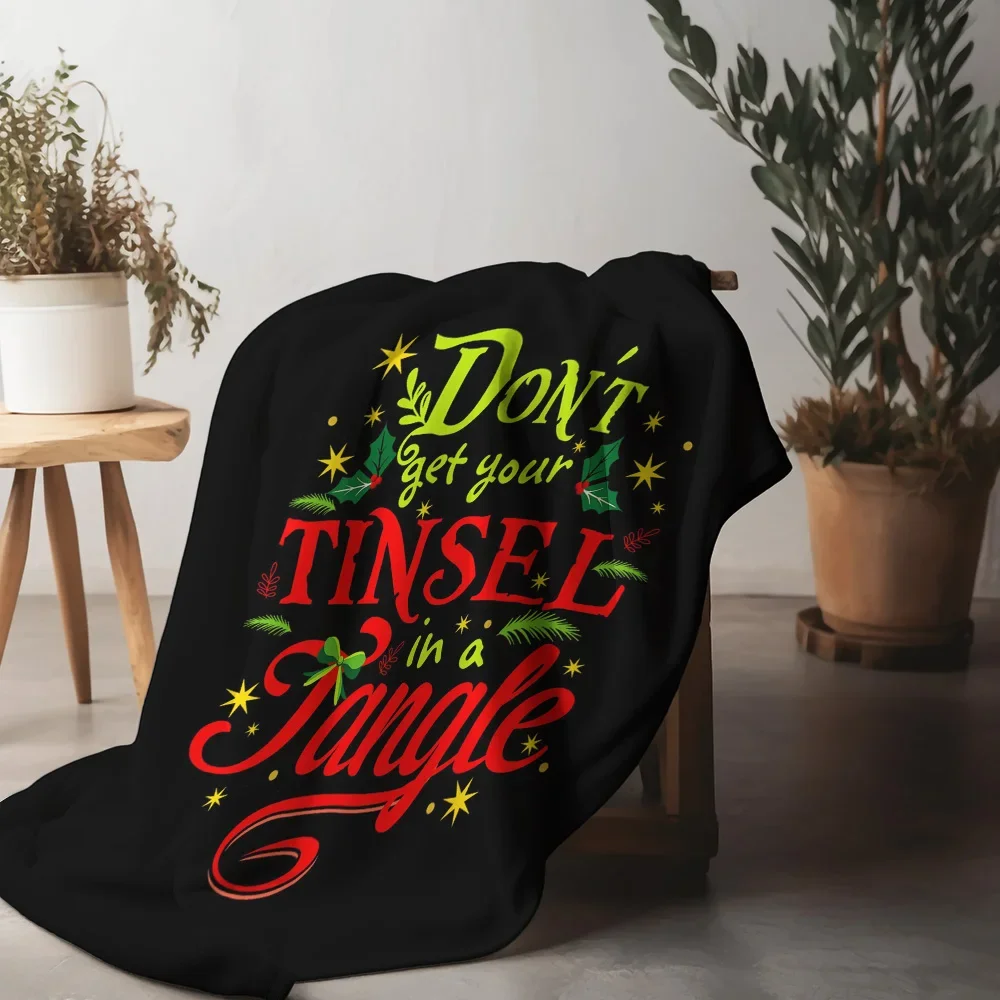 بطانية صوف مضحكة مقولة لعيد الميلاد، لا تحصل على بهرجك في اقتباس متشابك، رمي عطلة مضحكة لديكور الأريكة