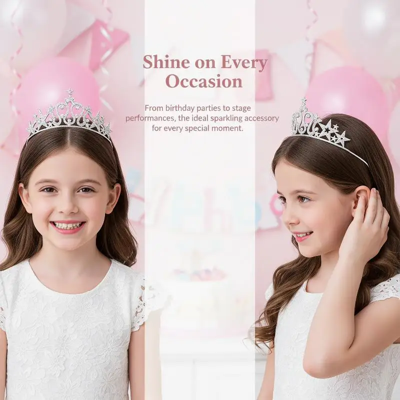 Romantic Princess Crown For Girls Rhinestone Crystal Hair Crowns Queen Headband Bridal Headdress Tiaras Hair Jewelry Accessorie