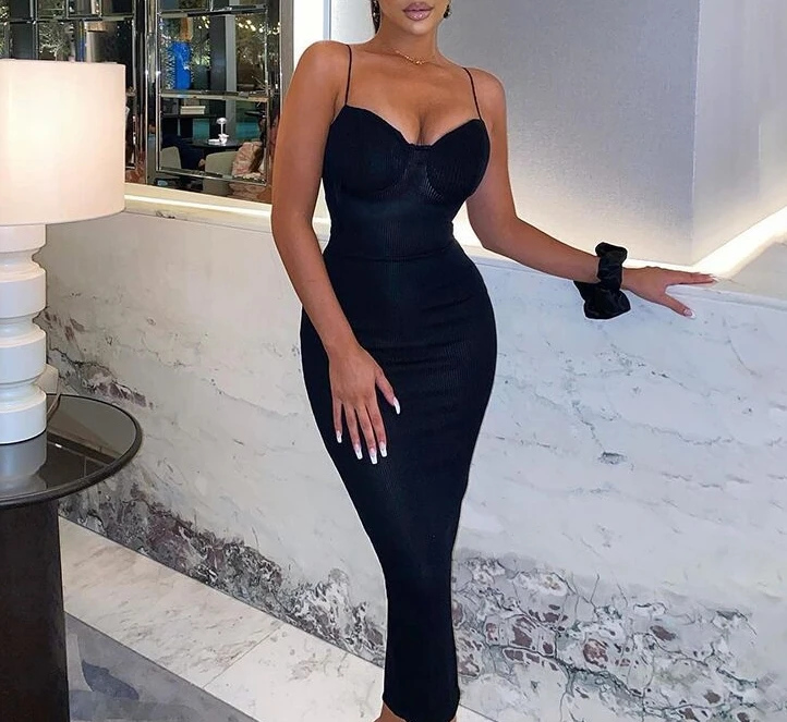 

Elegant Dresses for Women Wrapped Chest Strap Long Dress Fashionable Solid Color Slim Fit Buttocks Wrapped Dress for Women