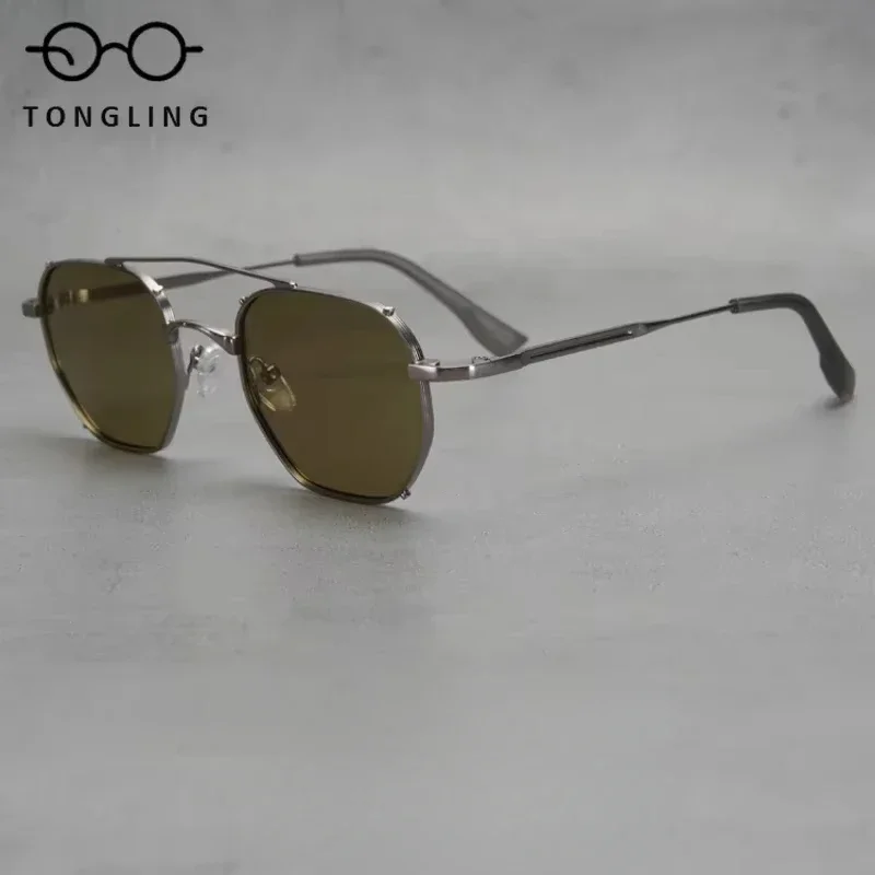 Modische Retro-Sonnenbrille für Männer und Frauen mit Metallrahmen, polarisierten Gläsern und UV400-Schutz für Autofahren und Reisen