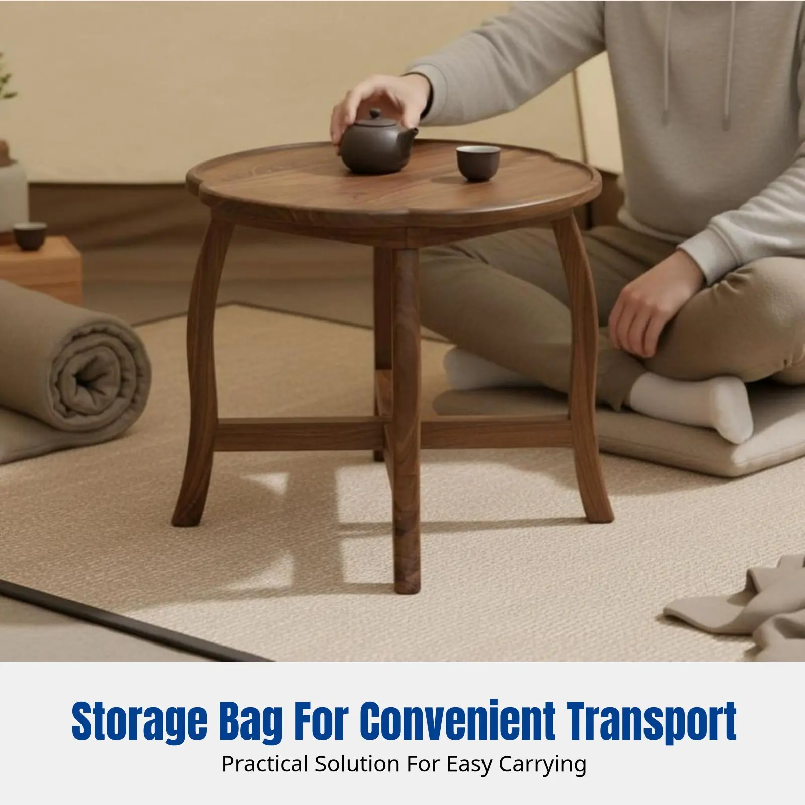 

Портативный складной чайный столик из орехового дерева, напольный кофейный столик, для спальни, улицы, для различных сценариев использования