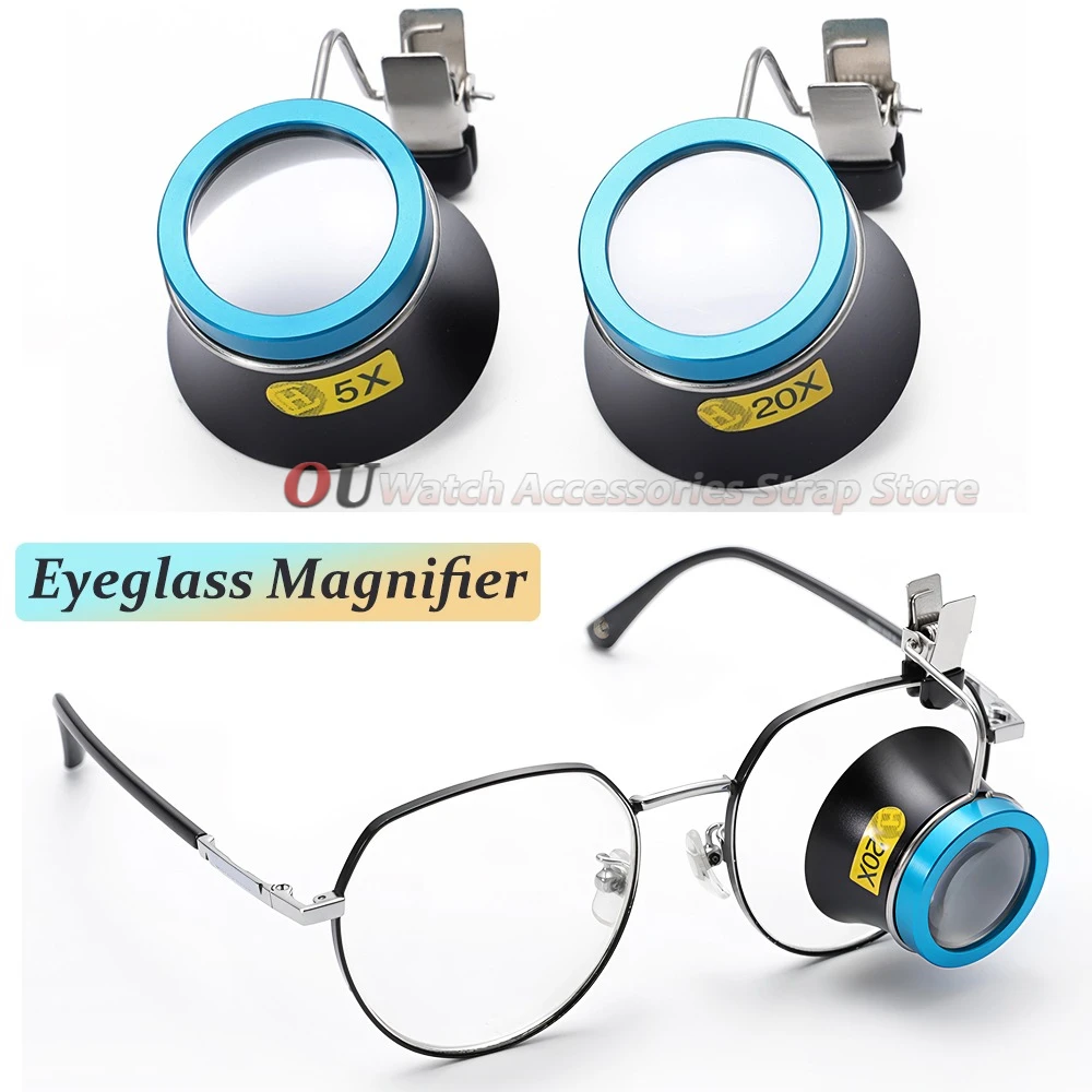 5X 10X 20X Eyeglass Magnifier Clip-On Eye Loupe Magnifying Lens Portable Eyepiece Process Operation Repair Tools for Watchmakers