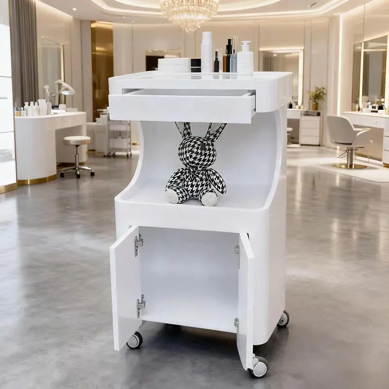 Beauty salon-specific small cart, light luxury mobile tool cart, storage rack, hair salon hairdressing and nail storage cart