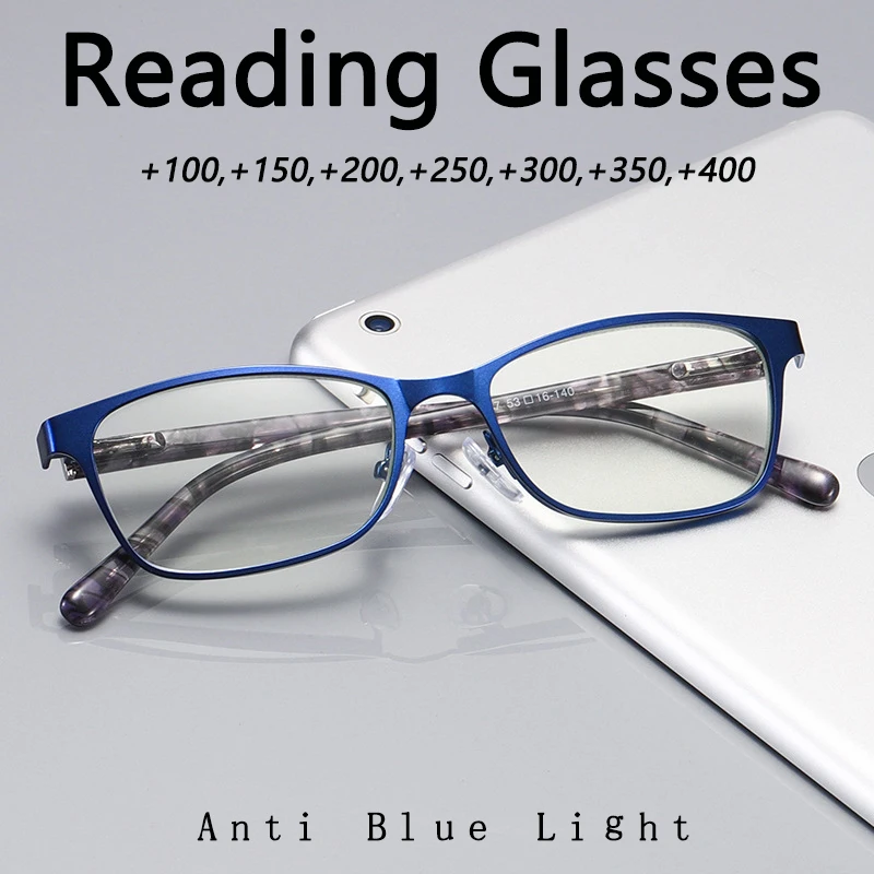 

Fashion Reading Glasses Men Glasses Frame Anti-Blue Light Presbyopia Glasses +1.0 To +4.0 Eyeglasses