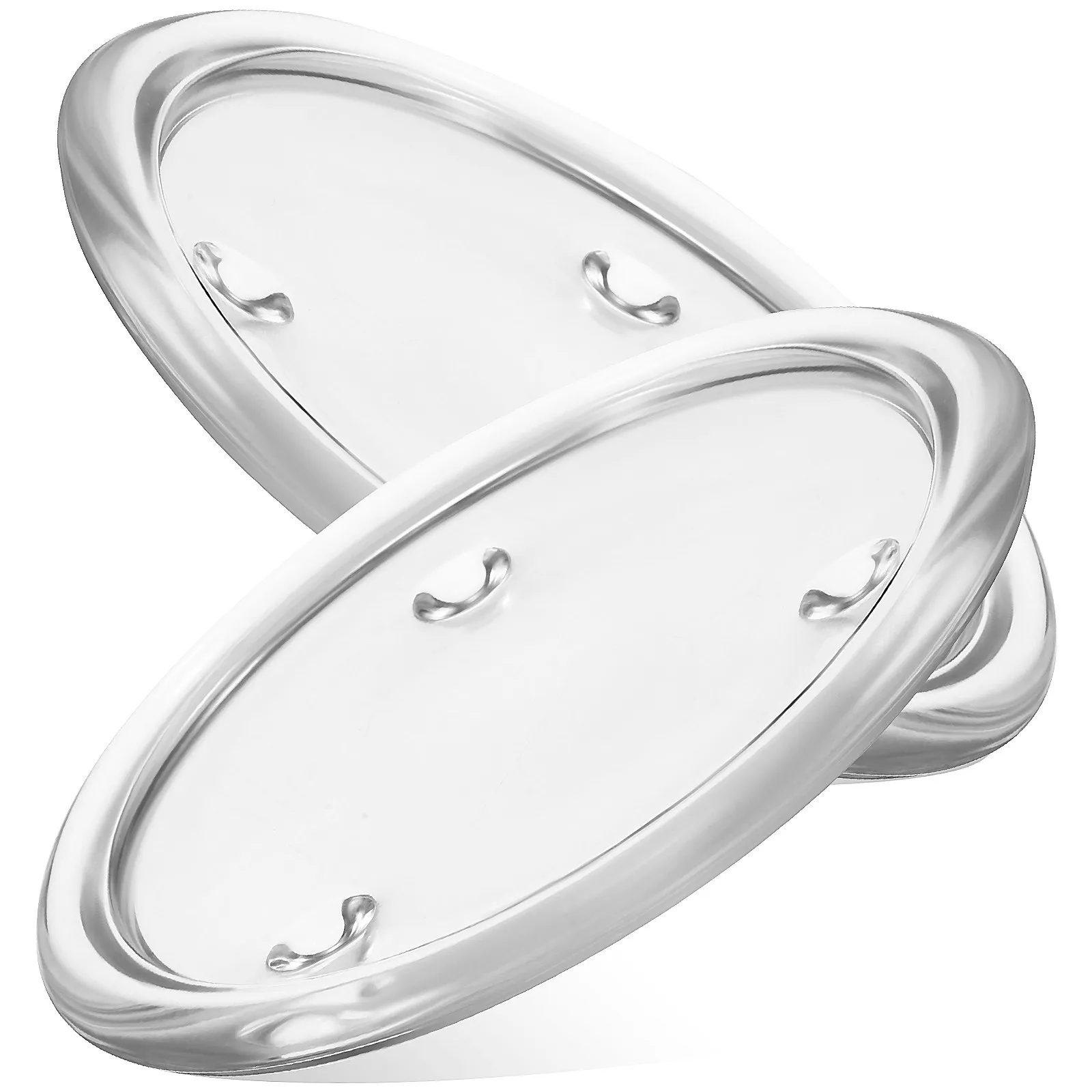 2Pcs Glass Holder Tray Round Transparent 10Cm Diameter Decorative Stand for Wedding Banquet Home Decor