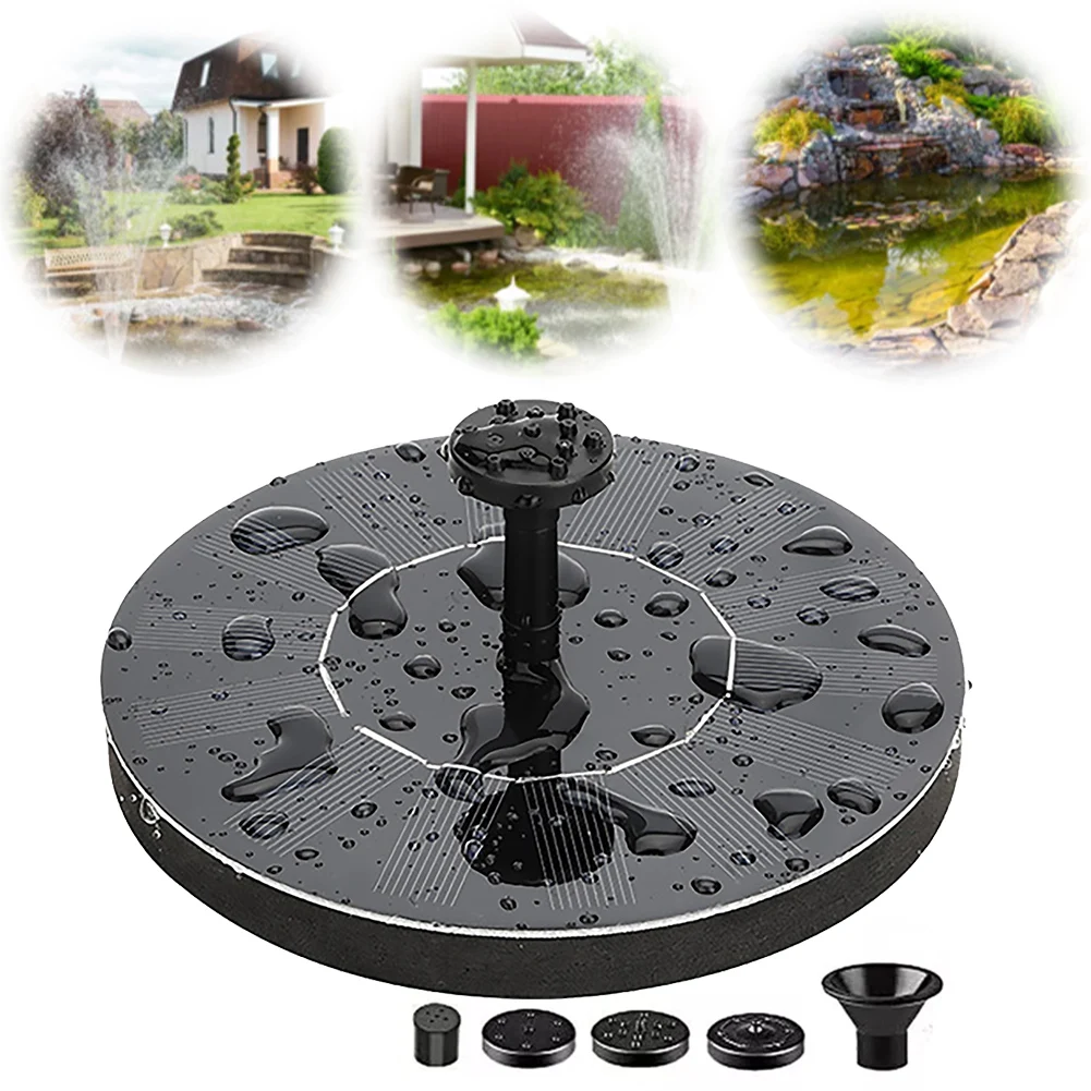 1W Free Standing Floating Birdbath Water Pumps Lift 35-50CM Solar Powered Floating Fountain Pump for Garden Ponds Pool Fish Tank