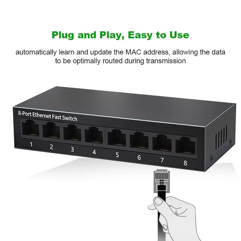 5/8 portas 10/100Mbps switches de rede Mini Ethernet divisor de interruptor de rede rápida para escritório doméstico plugue UE
