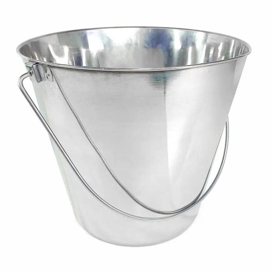 

Duty Stainless Steel Bucket 13 Quart 3 Gallon Flat Side Metal Bucket for Feeding amp Watering Pets, Livestock amp Cleaning Perfe