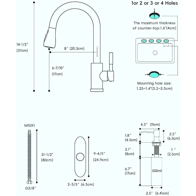 APPASO Black Touchless Kitchen Faucet with Pull-Down Sprayer, Black Matte Kitchen Sink Faucet Touchless with Soap Dispenser
