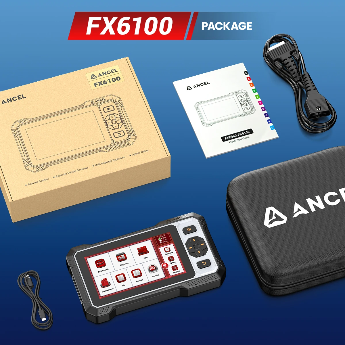 ANCEL FX6100 OBD2-scanner Diagnostisch hulpmiddel voor alle systemen Actieve test 15+ resetdiensten CAN-FD bidirectionele autoscanner - afbeelding 1