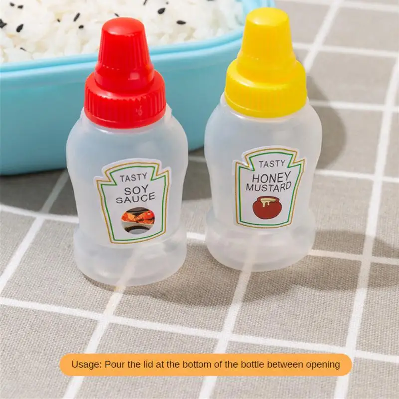 1-3pcs Mini Sauce Bottle Refillable Ketchup Honey Salad Containers Bottle Portable Sauce Jars Lunch Box Dressing Dispensers Box