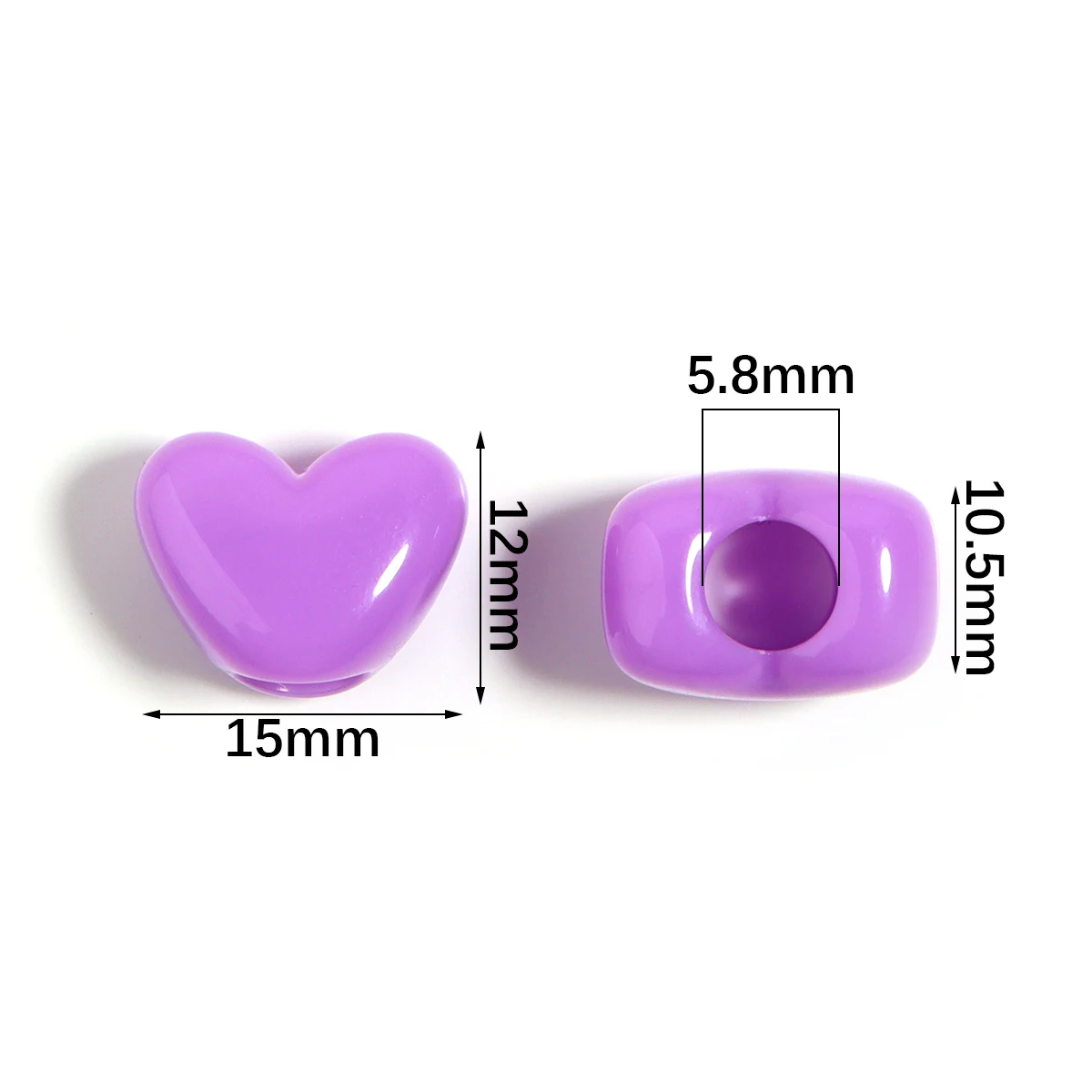50pcs15x12mm Love Heart Shape Beads Acrylic Color Bead Loose Spacer Beads For DIY Jewelry Making Necklace Bracelet Handmade