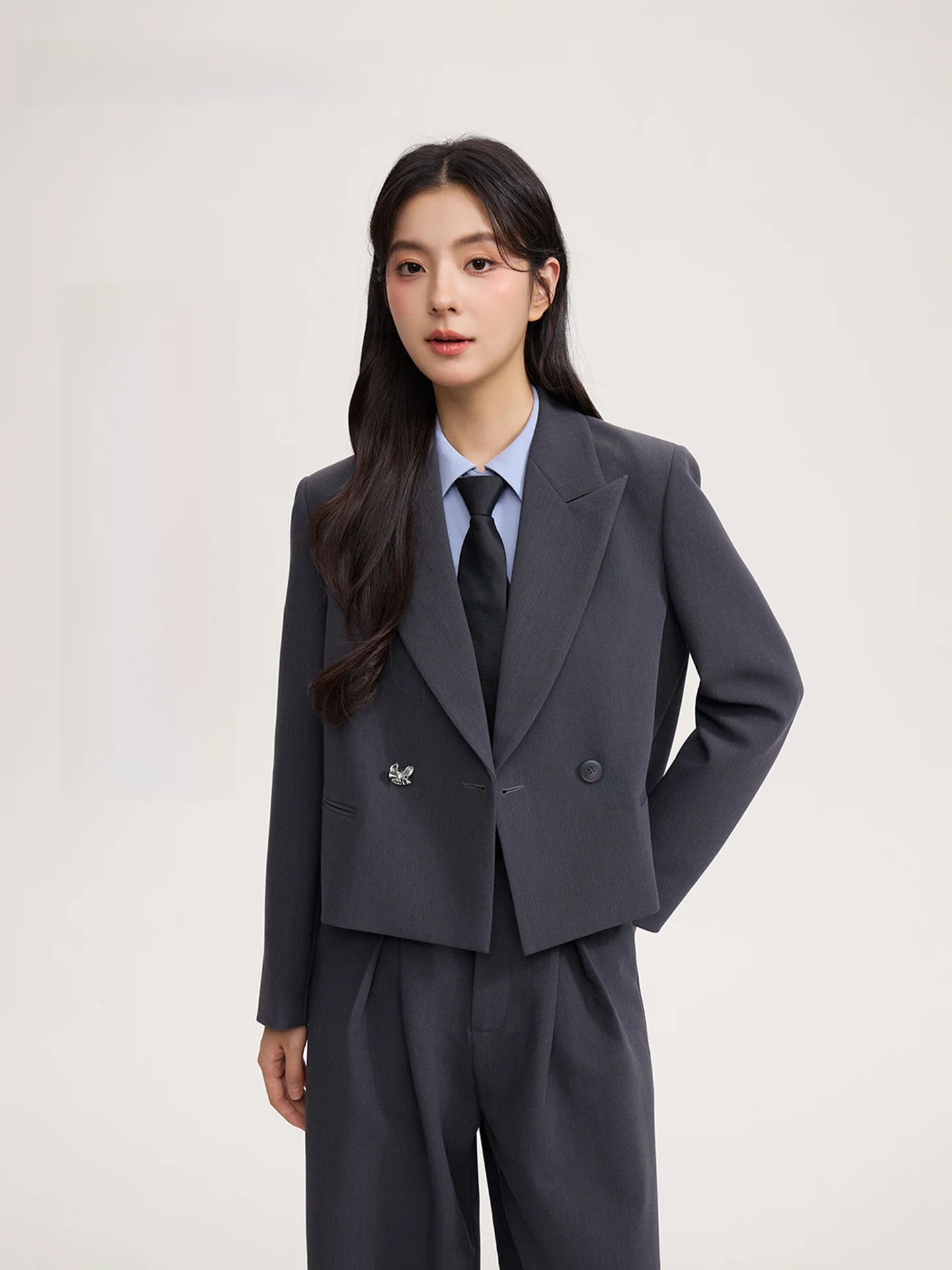 

Женский деловой топ Good Young с одной металлической пуговицей, приталенный, для работы и собеседований, весна-осень, из полиэстера