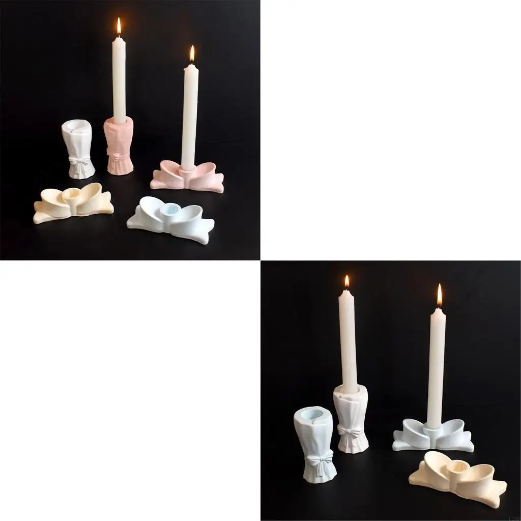 

Set of 2 Accessories Molds Holder Mold Bowknot Silicone Texture Perfect for Hand-Making Candlestick