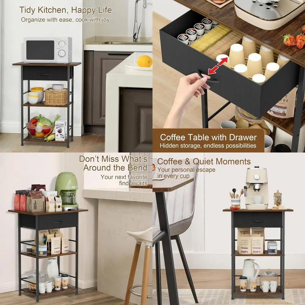 

3-х уровневый журнальный столик с выдвижным ящиком, компактный дизайн для гостиной, кухни и офиса