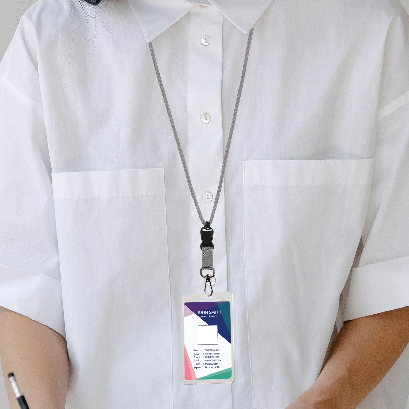 

Breakaway Lanyard for ID Cards Keys Certificate Lanyard Buckle Detachable Neck Holder Heavy Duty Metal Polyester Staff Accessory