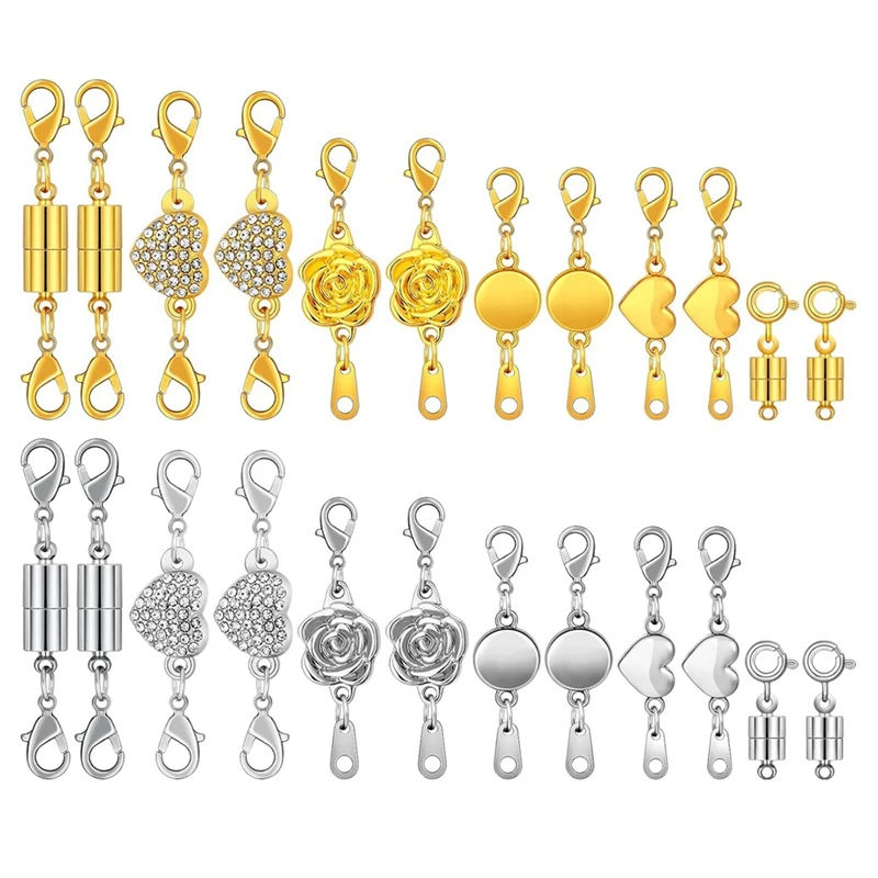 

24Pc Magnetic Necklace Clasps & Closures Rose Round Cylindrical Jewelry Magnetic Clasp Connector Locking For Necklaces