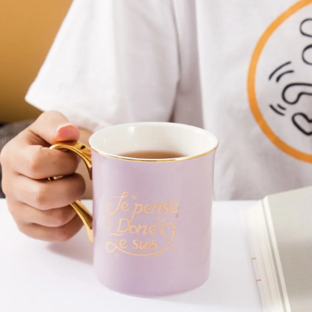 

# Nordic Large-capacity Coffee Cup Edge Gold Pattern Gift Solid Color Wholesale Creative Mug Ceramic Cup #