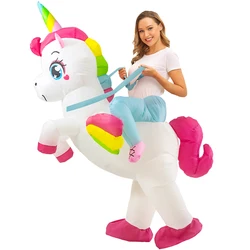 Adult Kids Funny Unicorn Inflatable Costume for Halloween Carnival Fancy Animals Cosplay Party Costumes Fancy Dress Suits