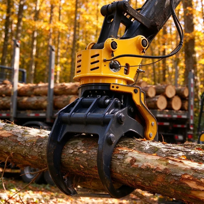 Hydraulic Grapple Saw Log Grabber 360 Rotating Timber Cutting Clamp For Forestry Tree Cutting And Wood Handling