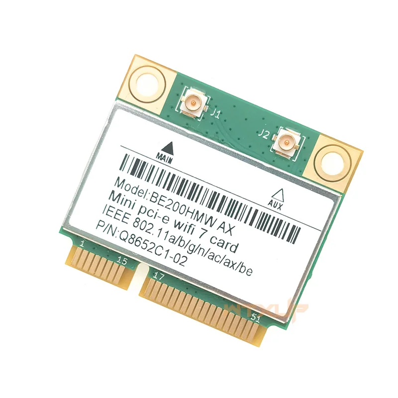 BE200HMW 미니 pci-e 와이파이 7 네트워크 카드, 블루투스 5.4 트라이 밴드, 2.4G, 5G, 6GHz, 8774Mbps 무선 어댑터, 와이파이 6E 보다 우수