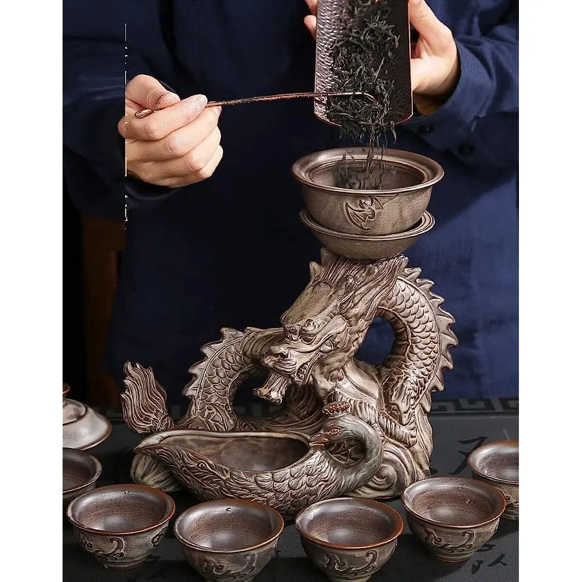 

Чайный сервиз «Китайский дракон» Gongfu Ленивый чайник из керамики Уникальный подарок