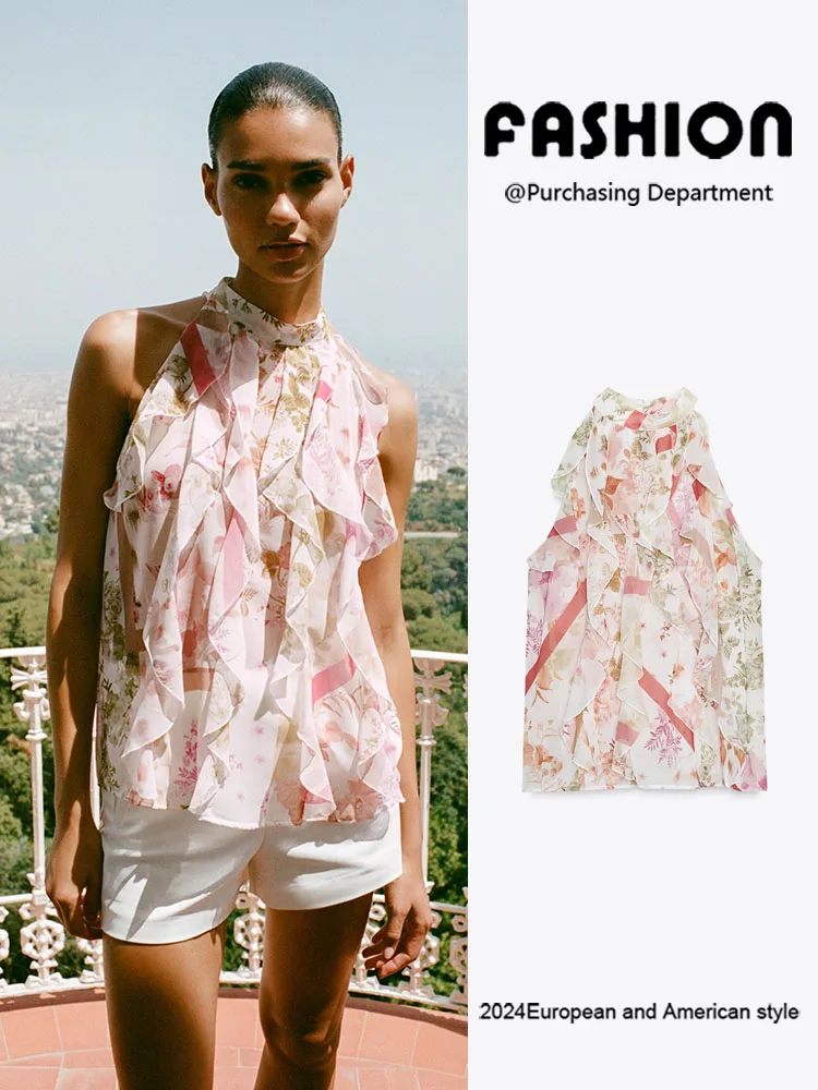 جديد صيف 2025 المرأة Faion مطبوعة زهرة الزخرفية الطبقات أعلى Ele تنوعا الأزهار طباعة المرحلة زي ملابس العرقية