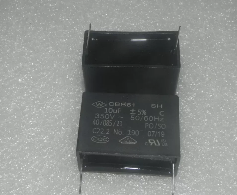 CBB61 350VAC 10μF 106J 450VAC 450V Inverter AC Starting Film Capacitor, Dimensions: 48*26*37mm