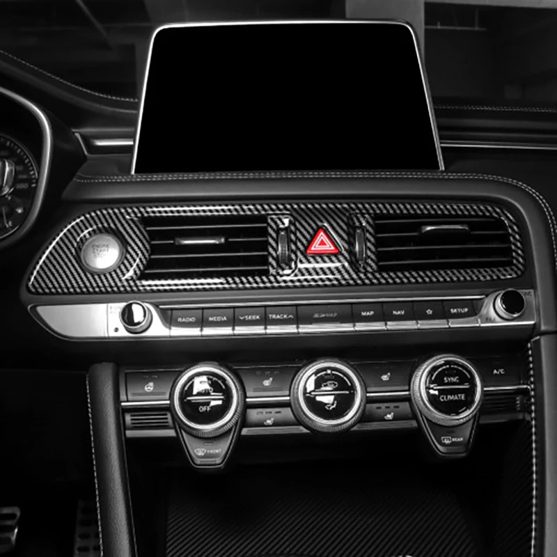 

For Genesis G70 2019 2020 2021 2022 Carbon Fiber Style ABS Central Air Condition Outlet Vent Cover Trim Interior Accessories