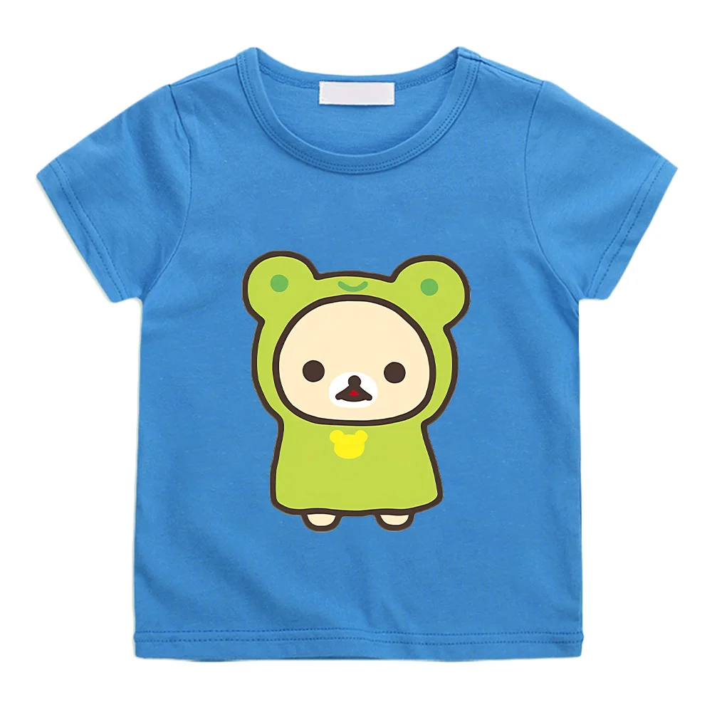 Rilakkuma  Kwaiii Kids Tshirt Anime Cute Printing Shirt Fashion Cartoon T-Shirt for Children Casual Tops Short Sleeves  Clothes