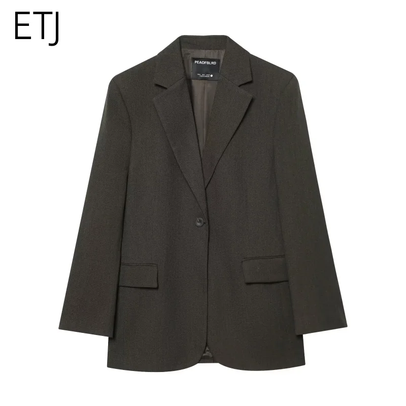 

ETJ коллекция осень/зима 2025 женский пиджак для отдыха зерно пряжки текстура смешанный свободный костюм