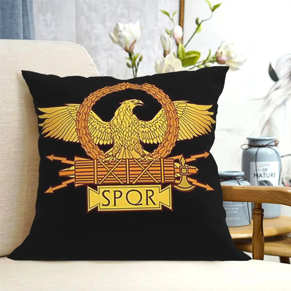 Ancient Rome SPQR Eagle Standard Square Pillowcase Cushion Cover Pillow Case Throw Pillow Cover for Home Bedroom Car