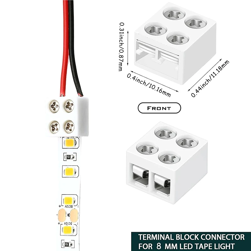 1Pc Złącze taśmy LED 2Pin Klamry taśmy LED IP20 COB Złącze o dużej gęstości Zacisk 8/10mm Złącze śrubowe do taśm LED