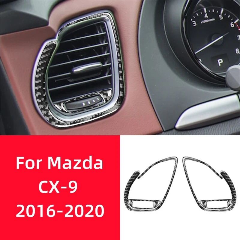 

For Mazda CX-9 2016-2023 Accessories Carbon Fiber Interior Car Central Control Left and Right Air Outlet Decor Frame Stickers