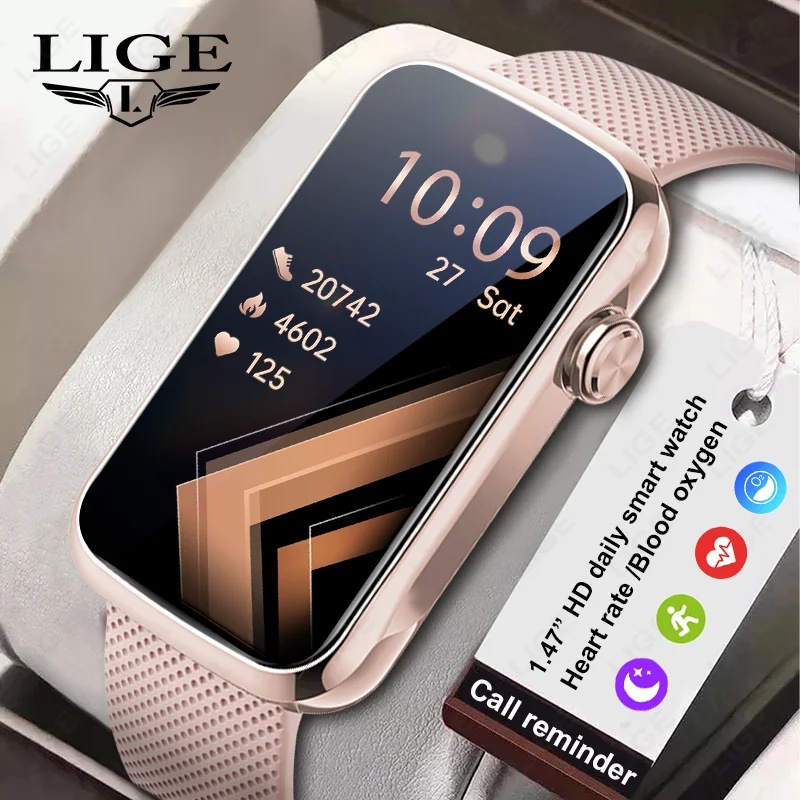 LIGE New Fashion Ladies Smart Watch Women Call Reminder Blood Oxygen Sports Bracelet Waterproof Men Smartwatch DIY Custom Dial