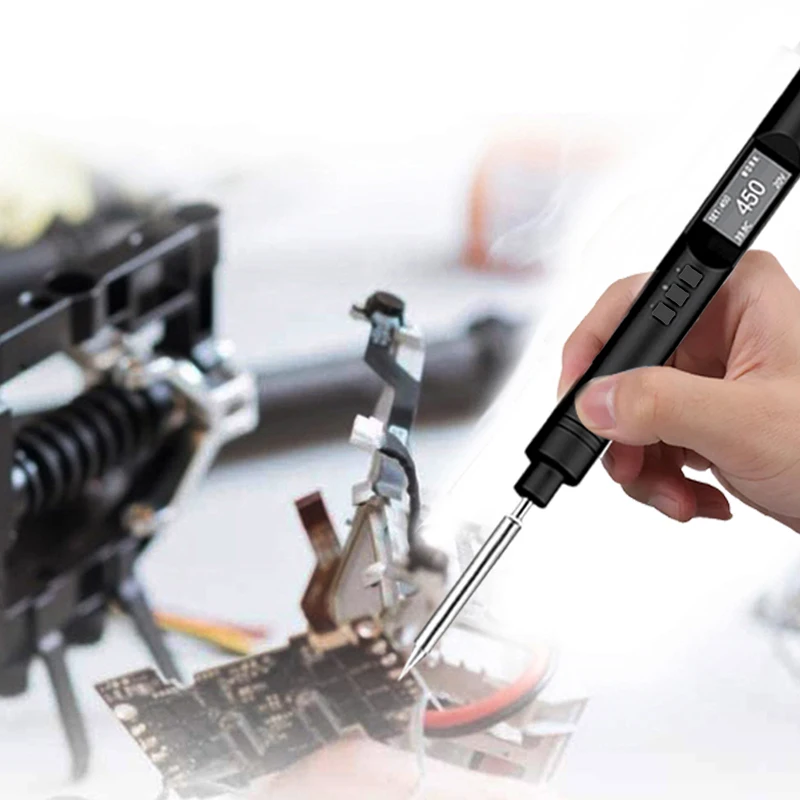 PTS200 Electric Soldering Iron Smart Mini Portable 100W Fast Heating Soldering Station Universal PTS201/TS101/TS100 Tip