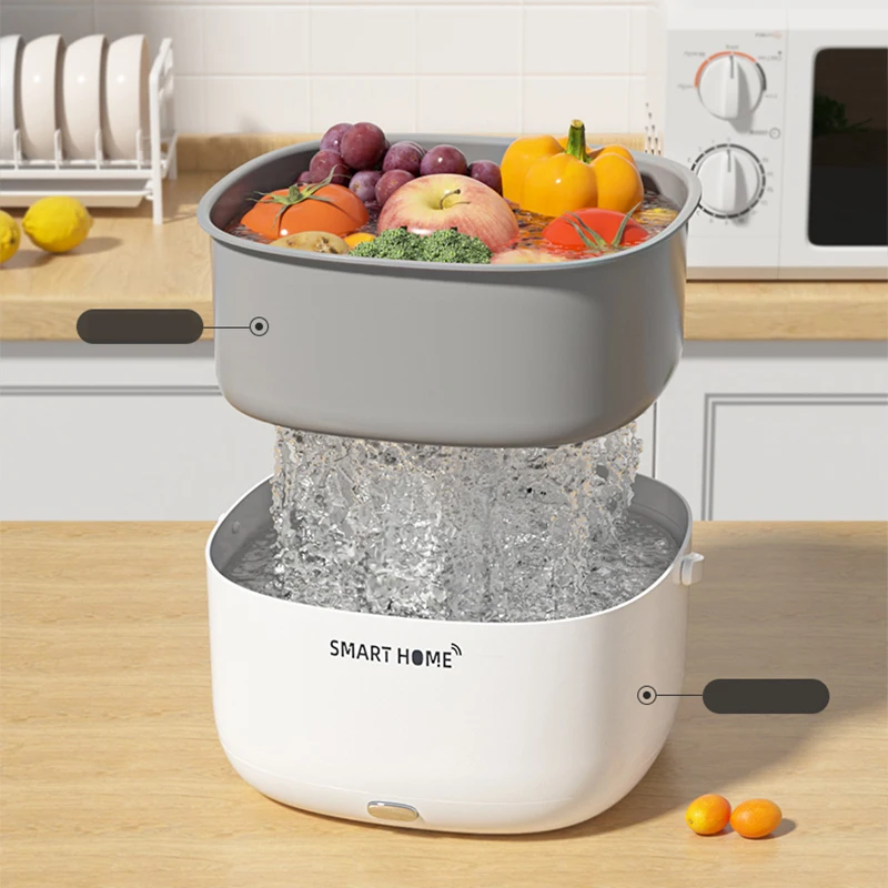 

Ultrasonic Vegetable and Fruit Electric Washer Kitchen Fruit and Vegetable Cleaning Basket Home Food Washer Storage Container