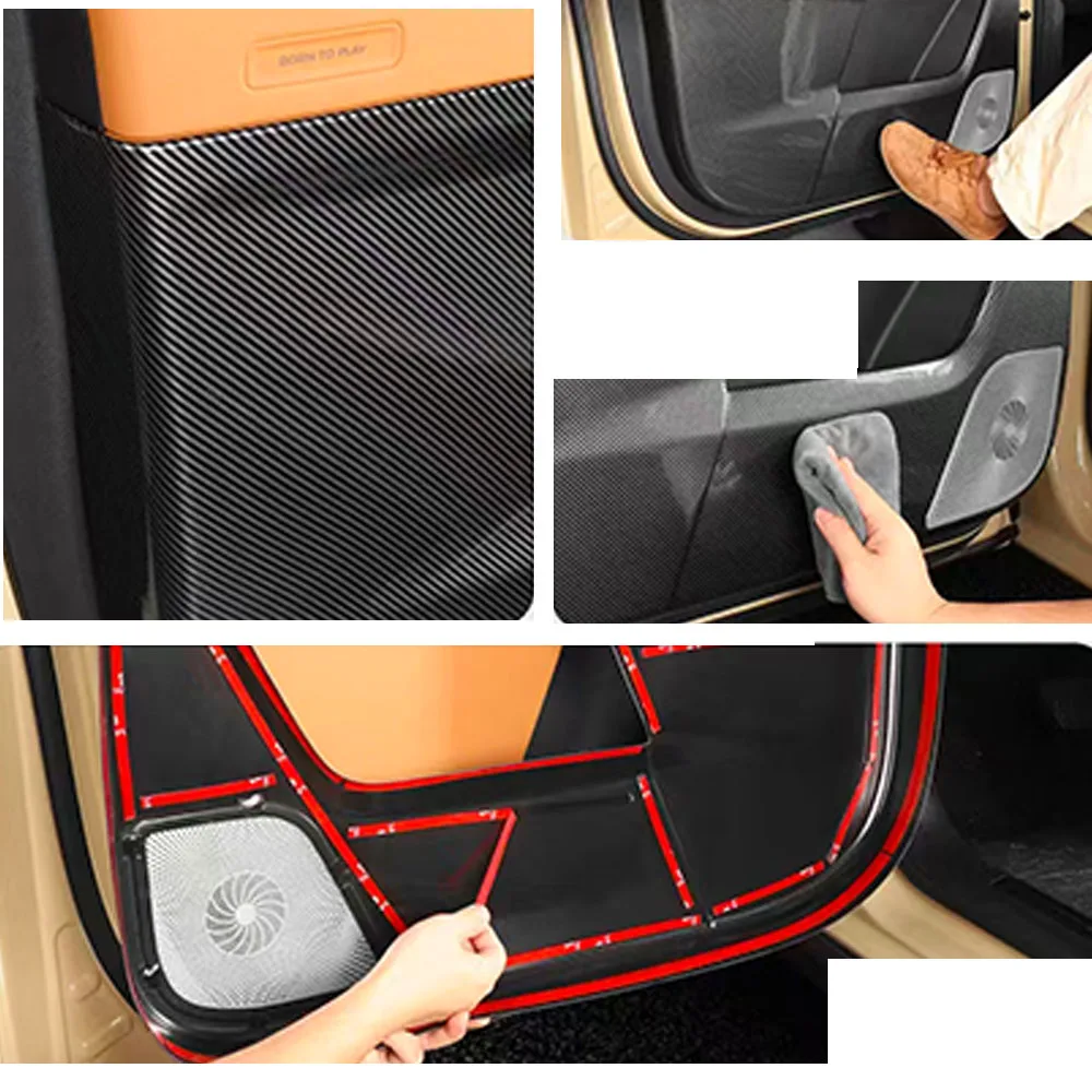 4PCS Carbon Fiber Texture Door Scuff Plate Anti-Scratch Guard For Chery iCAR V27 2026 2027