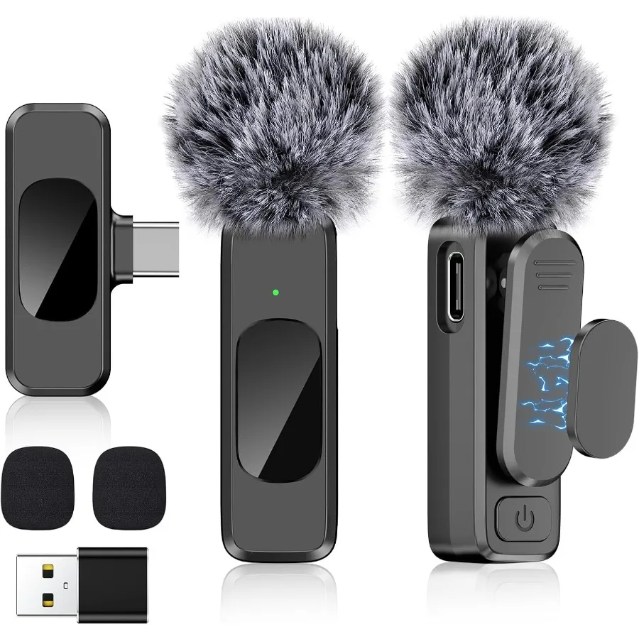 

USB C Wireless Lavalier Microphone for TypeCAndroid Phone PC Mini Microphone with Noise Reduction Lapel Microphone for Video In