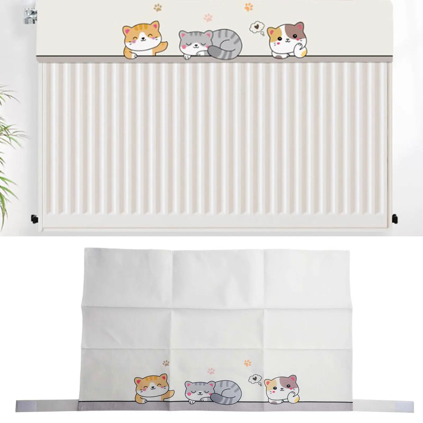 160cm Radiator Cover Machine Washable Dust Cover Cat Pattern Breathable Fabric Easy Maintenance Efficient Performance