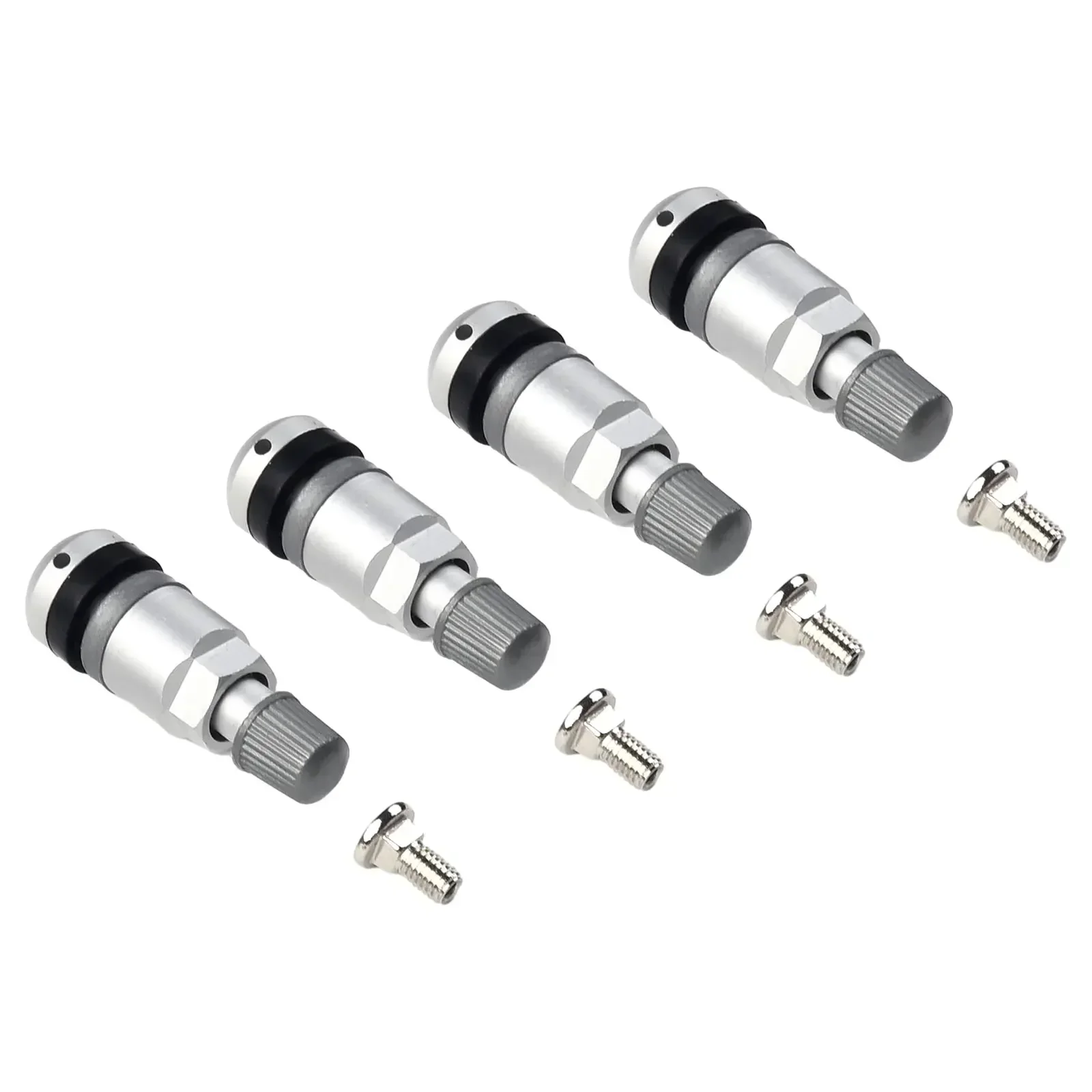 4pcs TPMS Tire Pressure Sensor Valve Stem Repair Kits For BMW- 5 Series Silver Metal Tire Pressure Sensor Wheels Car Accessories