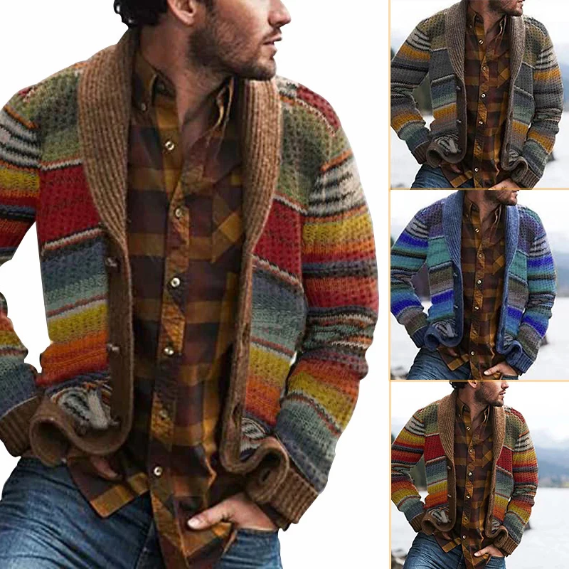 Men Loose Top Cardigan Long Sleeve Keep Warm  Fashion for Winter